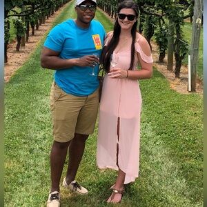 Pink Off-Shoulder Romper with overskirt